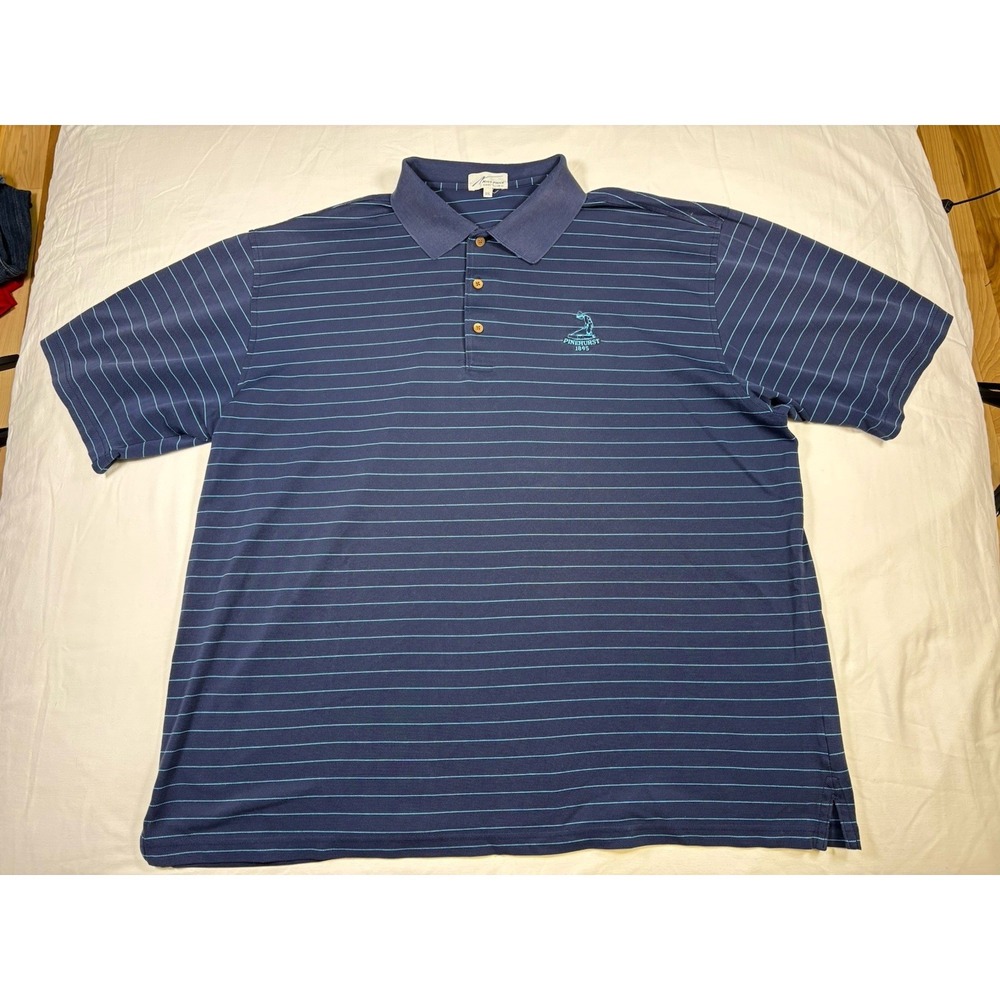 Pinehurst Nick Price Cool-Luxe Polo Men's XXL Navy Light Blue Striped
